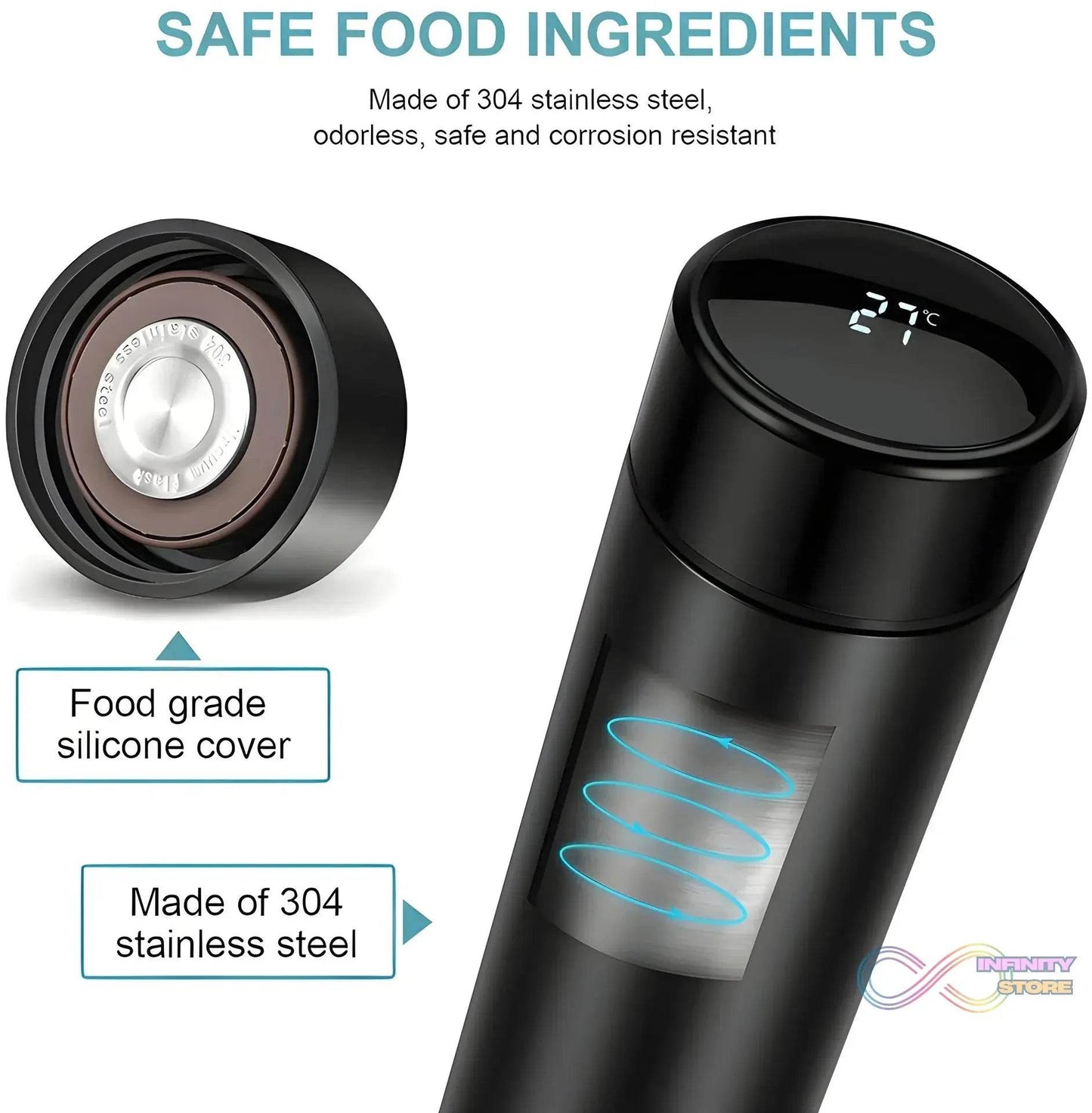 0726 Smart Vacuum Insulated Water Bottle with LED Temperature Display (1 Pc / Multicolor) - infinityexculsivestore.com