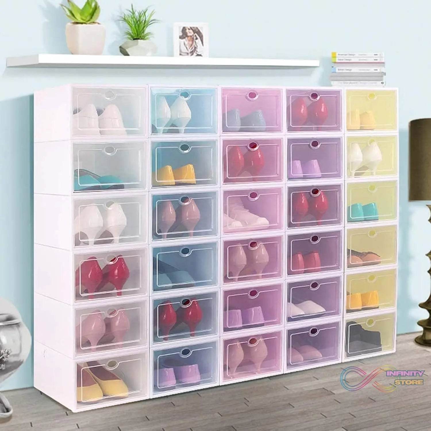 1 Layer Plastic Shoes Storage Box, Stackable Shoe Storage (1 pc / 32x21x12 CM) - infinityexculsivestore.com