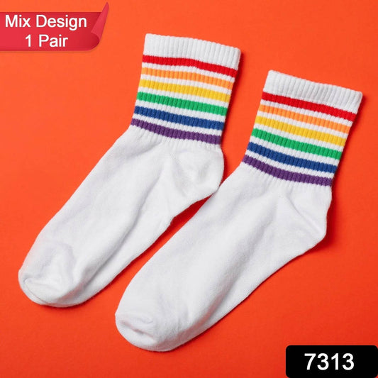 1 PAIR SOCKS PRINTED TRENDY MULTIPLE DESIGNER SOCKS (1 Pc / Mix Design) - infinityexculsivestore.com
