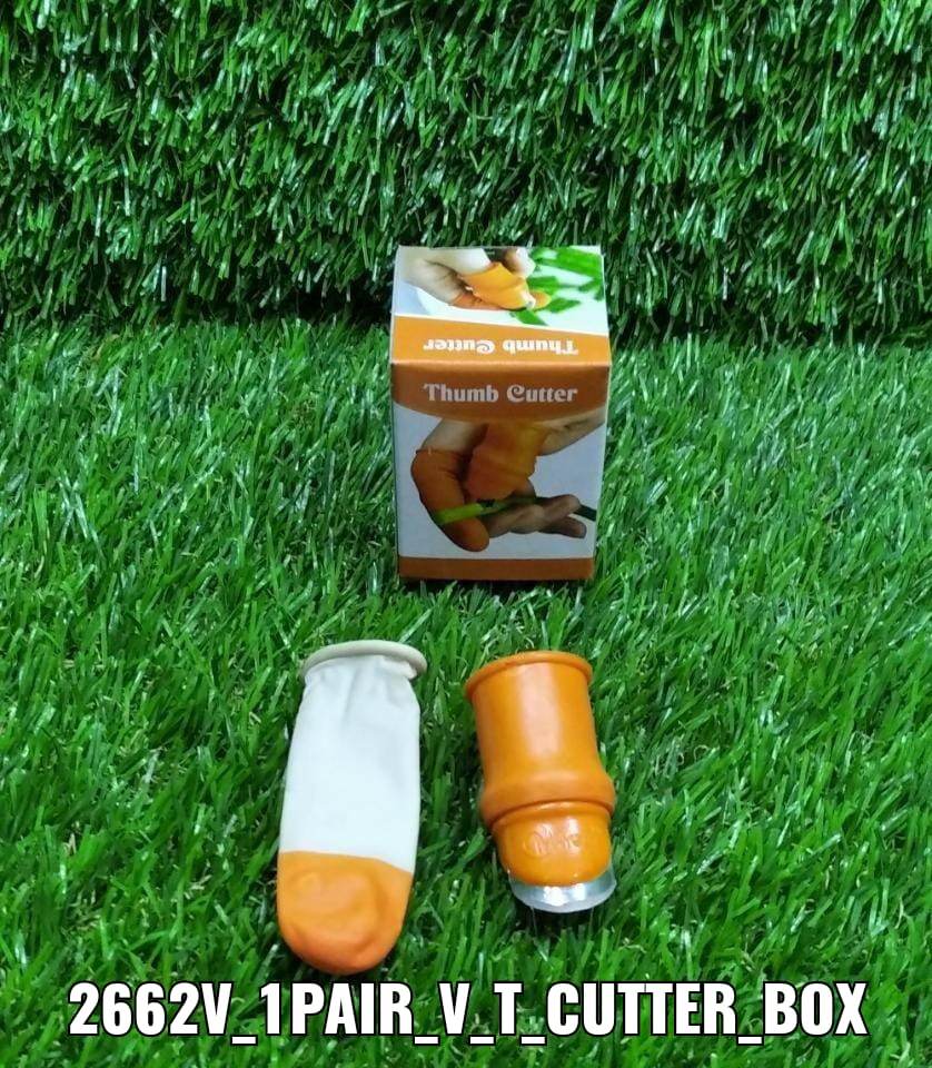 1 Pair V Thumb Cutter with Box used in all kinds of household and official kitchen purposes for peeling and cutting of various types of vegetables and fruits etc. - infinityexculsivestore.com