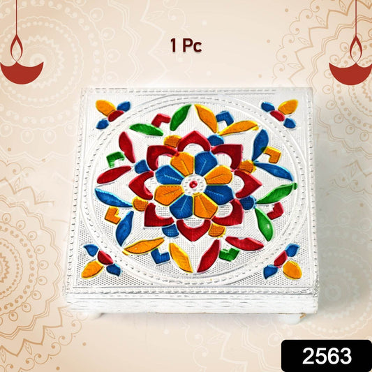 1 Pc Meenakari Wooden Chowki & Bajot Set: For Home & Office Puja (Multicolor) - infinityexculsivestore.com