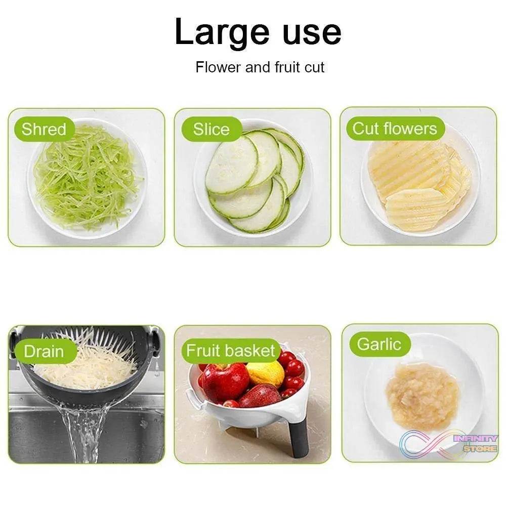 10 in 1 Multifunctional Vegetable Fruits Cutter / Slicer Shredder with Rotating Drain Basket - infinityexculsivestore.com