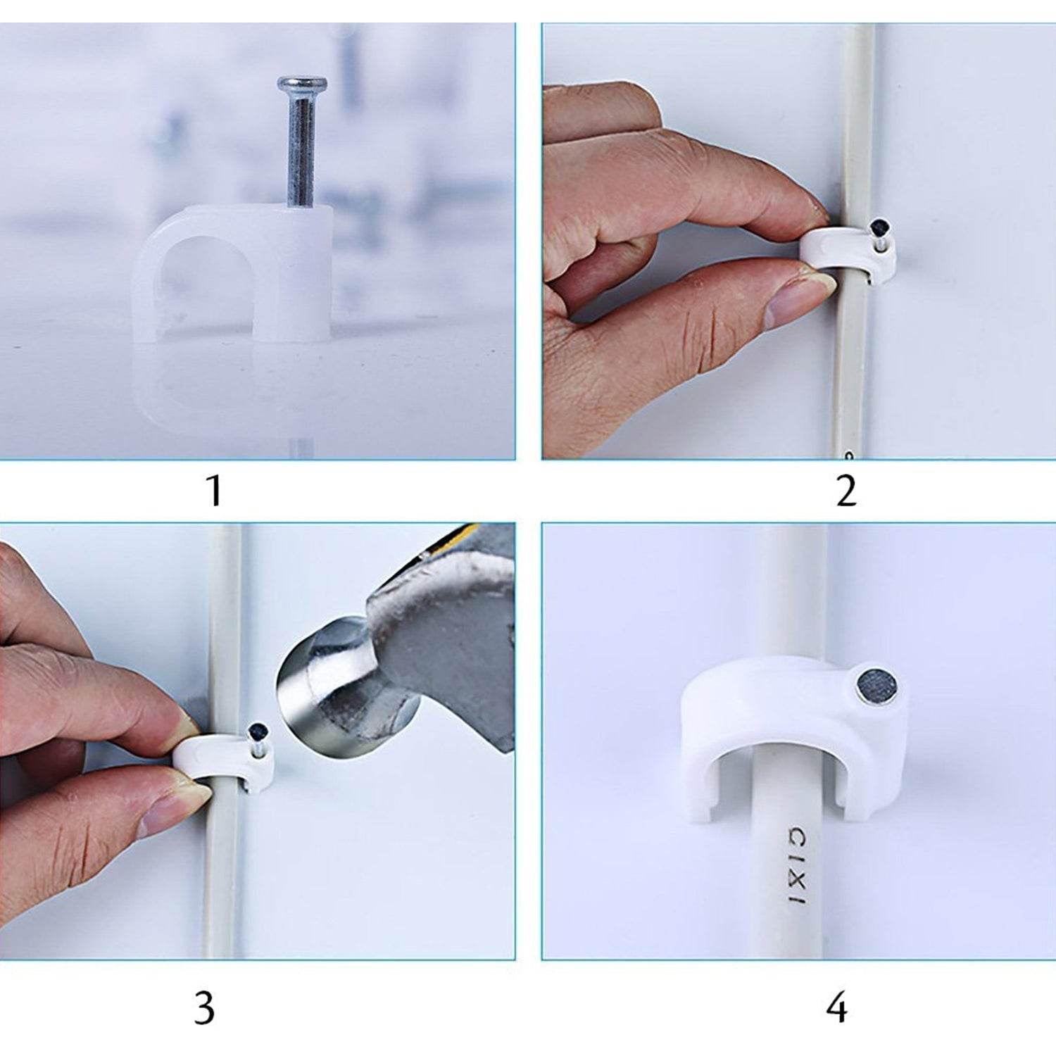100 Pc 6 MM Cable Clip used in all kinds of wires to make them stuck and holded in walls etc. - infinityexculsivestore.com