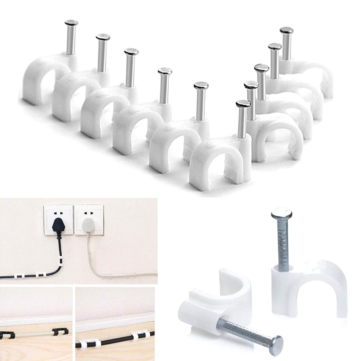 100 Pc 6 MM Cable Clip used in all kinds of wires to make them stuck and holded in walls etc. - infinityexculsivestore.com