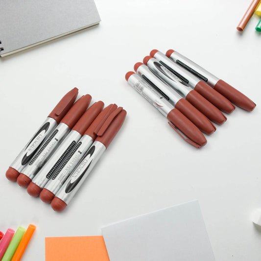 10Pc Marron Marker and pen used in studies and teaching white boards in schools and institutes for students (10 Pc Set) - infinityexculsivestore.com