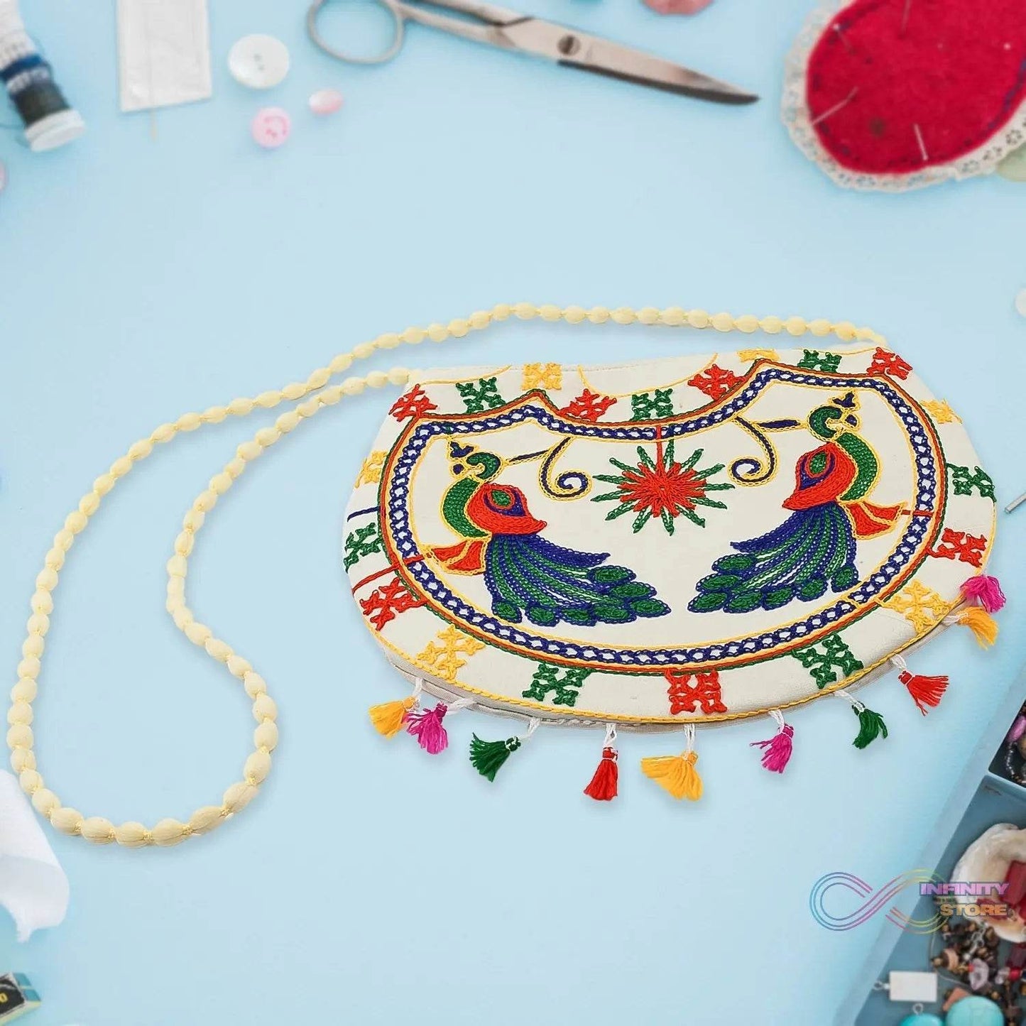 11 inch Handcrafted Cotton Embroidered Shoulder Bag for Girls & women (1 Pc) - infinityexculsivestore.com