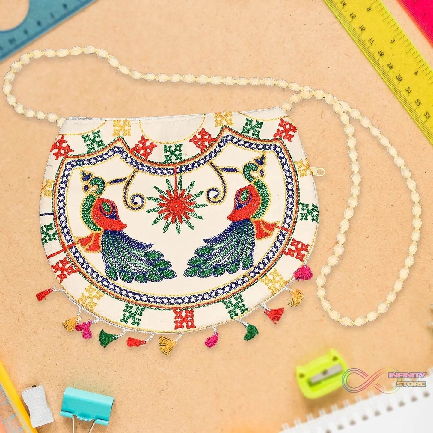 11 inch Handcrafted Cotton Embroidered Shoulder Bag for Girls & women (1 Pc) - infinityexculsivestore.com
