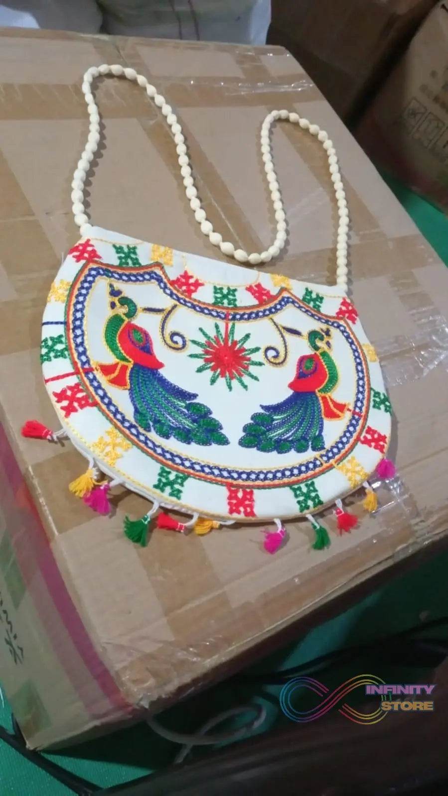 11 inch Handcrafted Cotton Embroidered Shoulder Bag for Girls & women (1 Pc) - infinityexculsivestore.com