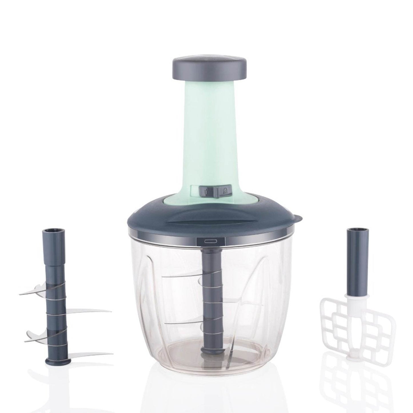 1100 ml 2 in 1 Push up Chopper with affixed with 6 Sharp Blade | Vegetable and Fruit Cutter with Easy Push and chop Button - infinityexculsivestore.com