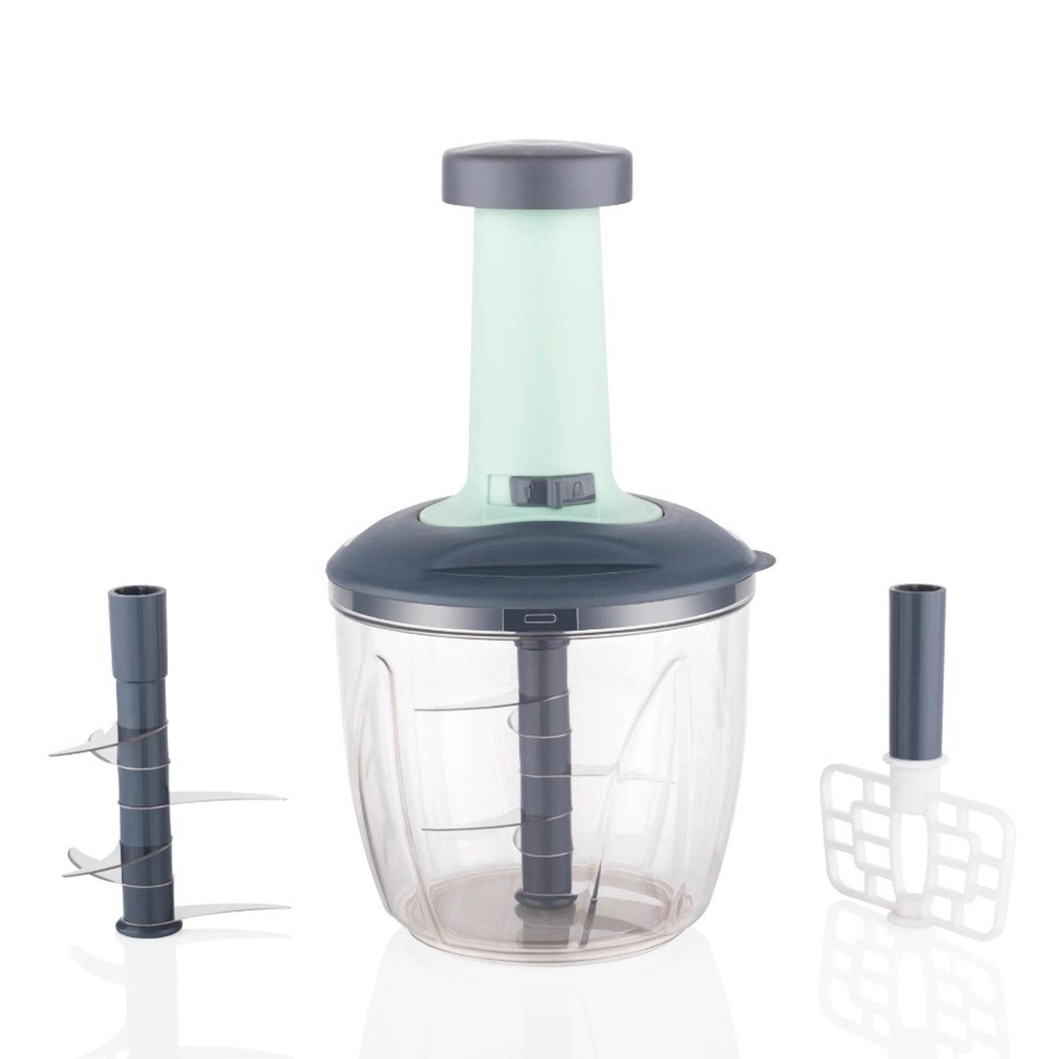 1100 ml 2 in 1 Push up Chopper with affixed with 6 Sharp Blade | Vegetable and Fruit Cutter with Easy Push and chop Button - infinityexculsivestore.com