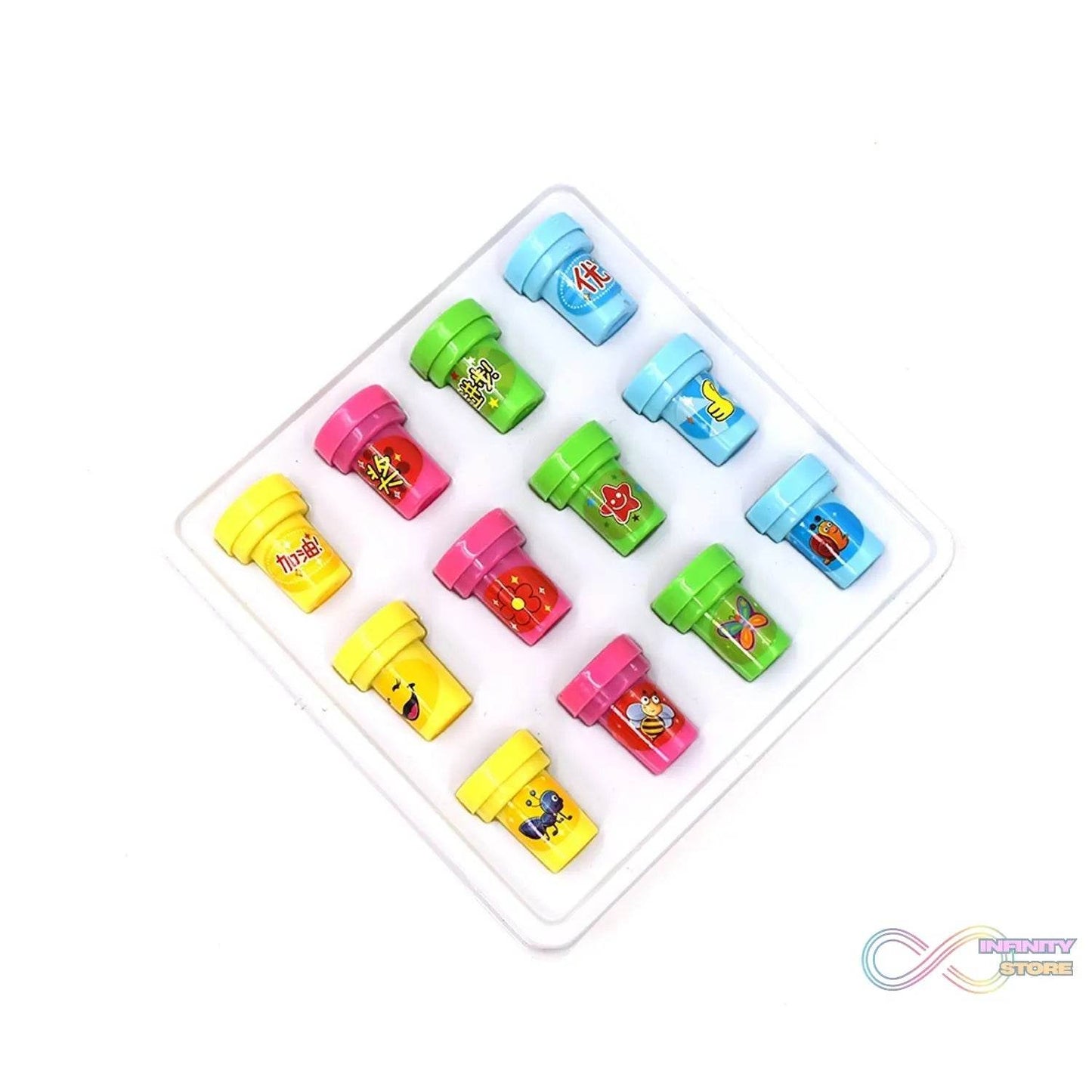 12 Pc Stamp Set used in all types of household places by kids and children’s for playing purposes. - infinityexculsivestore.com