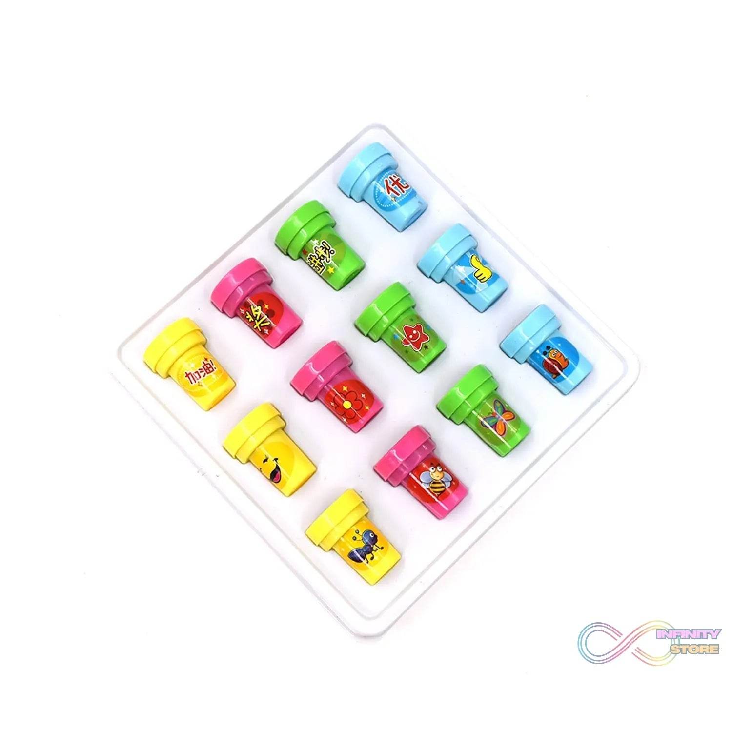 12 Pc Stamp Set used in all types of household places by kids and children’s for playing purposes. - infinityexculsivestore.com