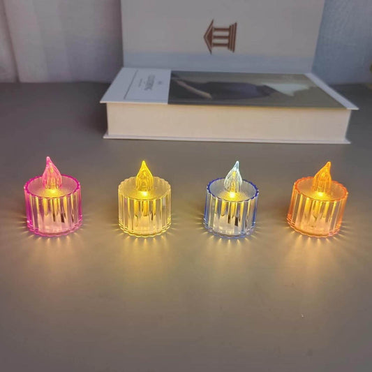 12 Pcs Flameless and Smokeless Decorative Acrylic Candles Transparent Led Tea Light Candle for Gifting, House, Diwali, Christmas, Festival, Events Decor Candles - infinityexculsivestore.com