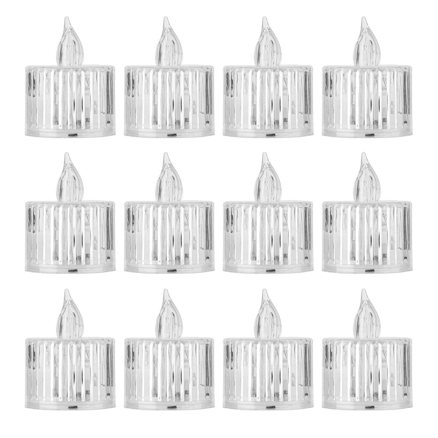 12 Pcs Flameless and Smokeless Decorative Acrylic Candles Transparent Led Tea Light Candle for Gifting, House, Diwali, Christmas, Festival, Events Decor Candles - infinityexculsivestore.com