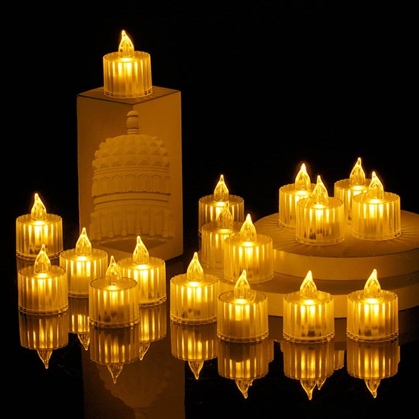 12 Pcs Flameless and Smokeless Decorative Acrylic Candles Transparent Led Tea Light Candle for Gifting, House, Diwali, Christmas, Festival, Events Decor Candles - infinityexculsivestore.com