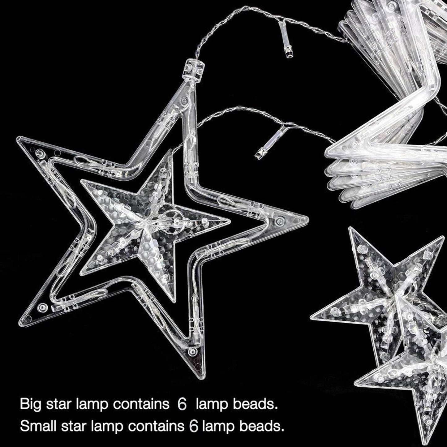 12 STARS CURTAIN STRING LIGHTS, WINDOW CURTAIN LIGHTS WITH 8 FLASHING MODES DECORATION FOR FESTIVALS - infinityexculsivestore.com