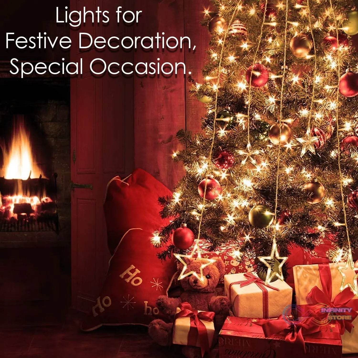 12 Stars Curtain String Lights, Window Curtain Lights with 8 Flashing Modes Decoration for Festivals-11 - infinityexculsivestore.com