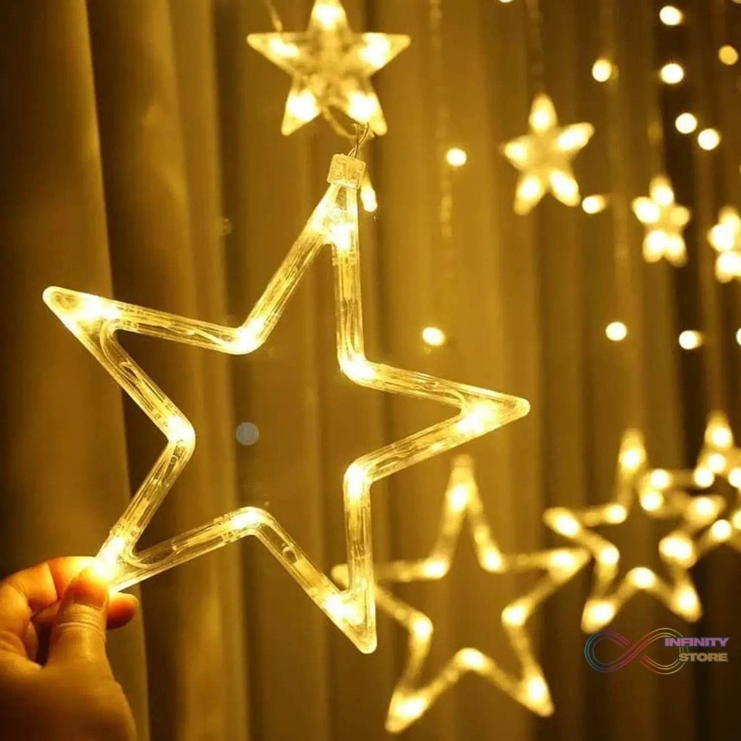 12 Stars Curtain String Lights, Window Curtain Lights with 8 Flashing Modes Decoration for Festivals-11 - infinityexculsivestore.com