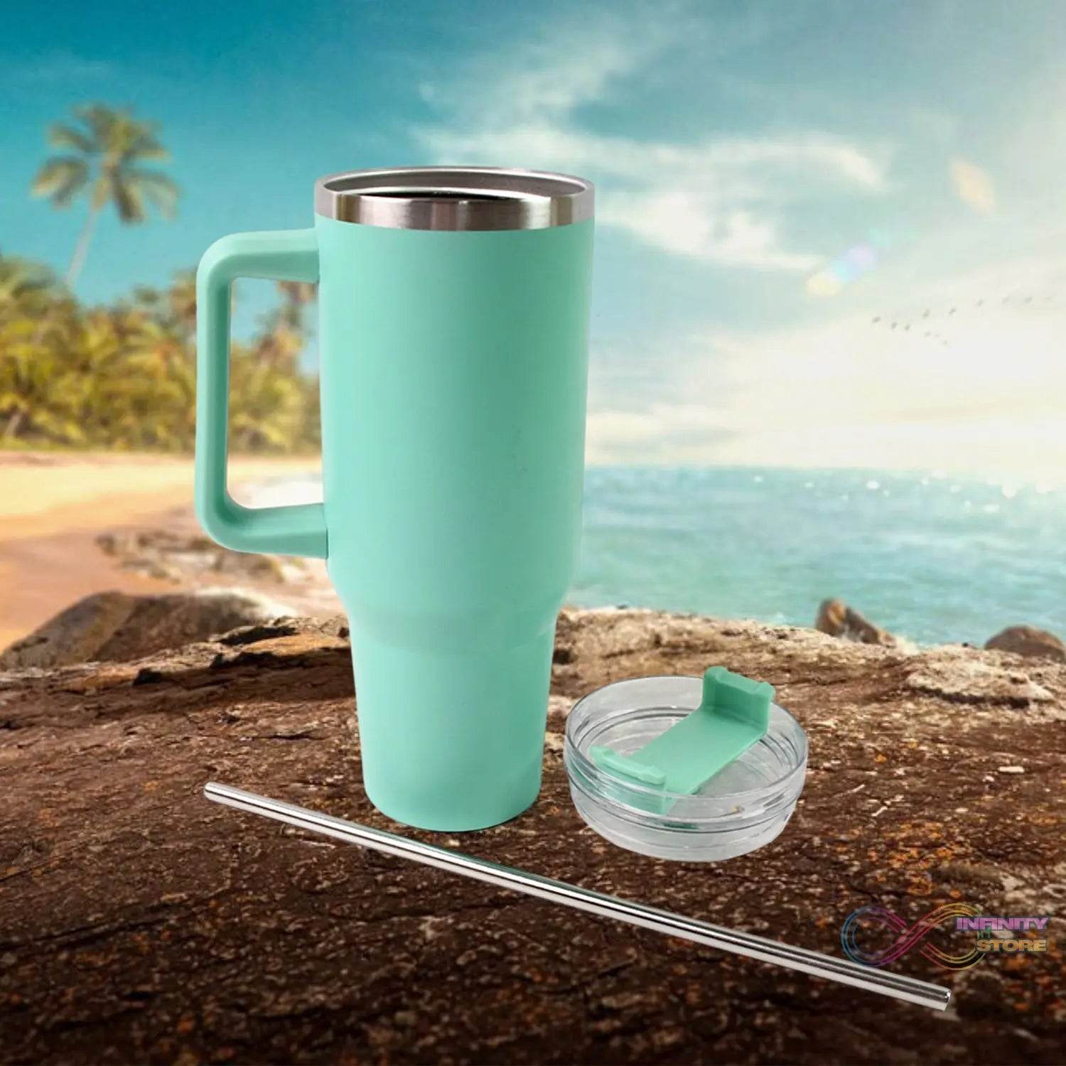 1200 ML Insulated Tumbler with Lid and Straw, Thermal Cope Beer Quencher (1200ml / 1 Pc / Mix Color) - infinityexculsivestore.com