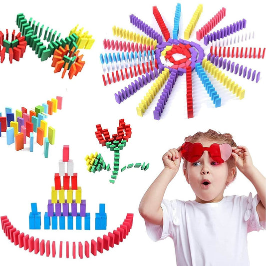 120Pc Dominoes Blocks Set Multicolor Wooden Toy Building Indoor Game Toy. - infinityexculsivestore.com