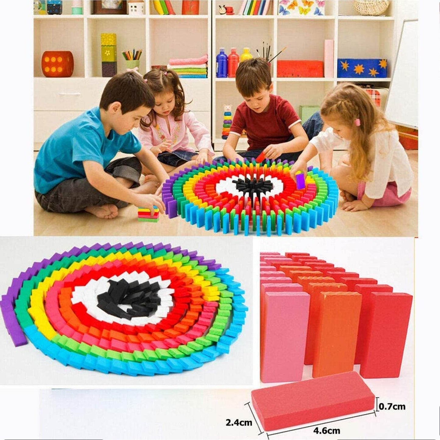 120Pc Dominoes Blocks Set Multicolor Wooden Toy Building Indoor Game Toy. - infinityexculsivestore.com