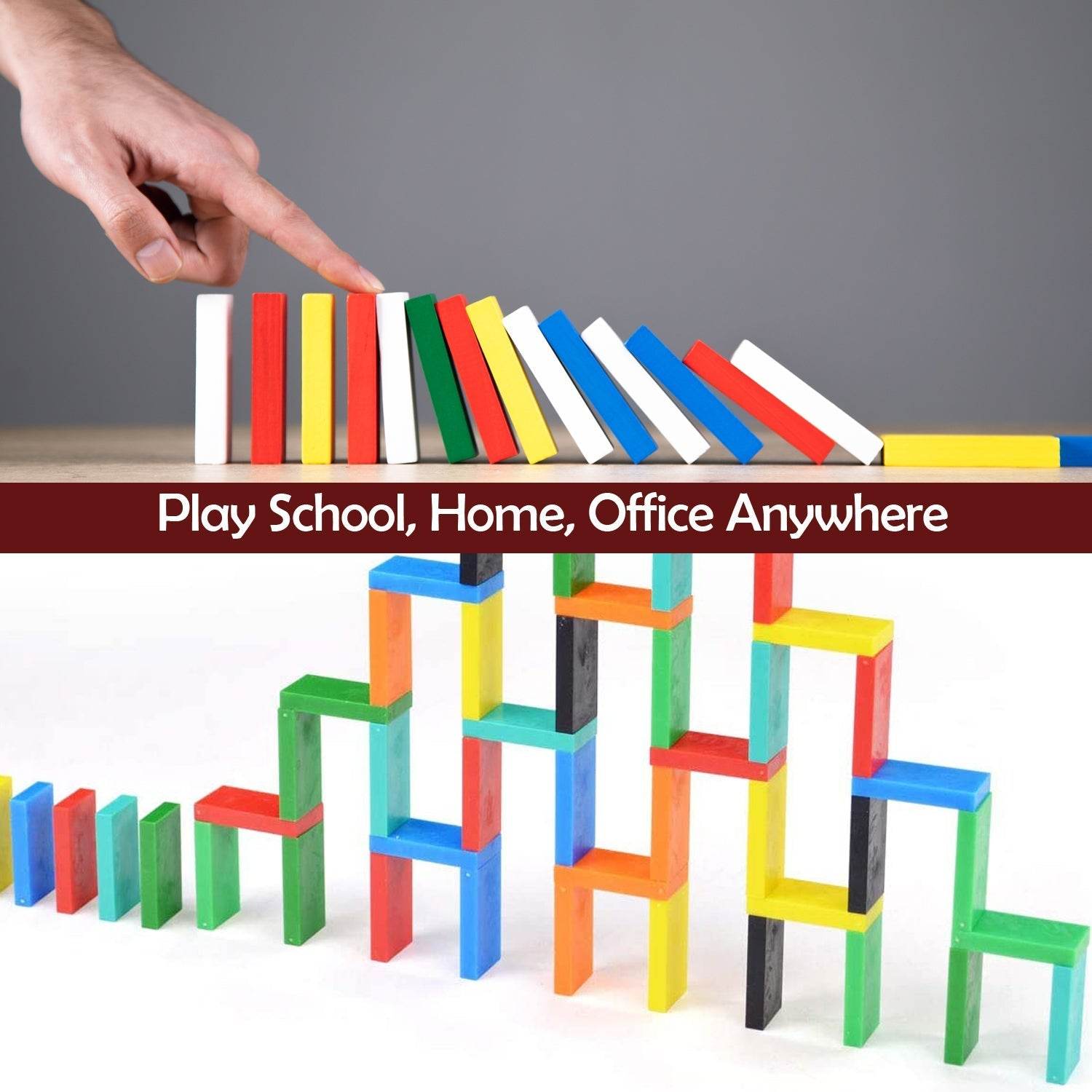 120Pc Dominoes Blocks Set Multicolor Wooden Toy Building Indoor Game Toy. - infinityexculsivestore.com