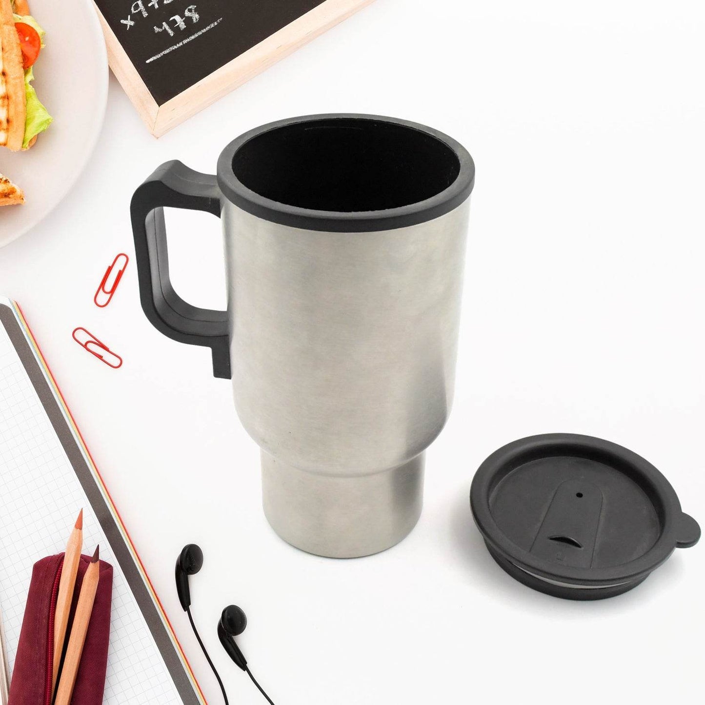 12V Car Charging Electric Kettle Mug (Silver) - infinityexculsivestore.com