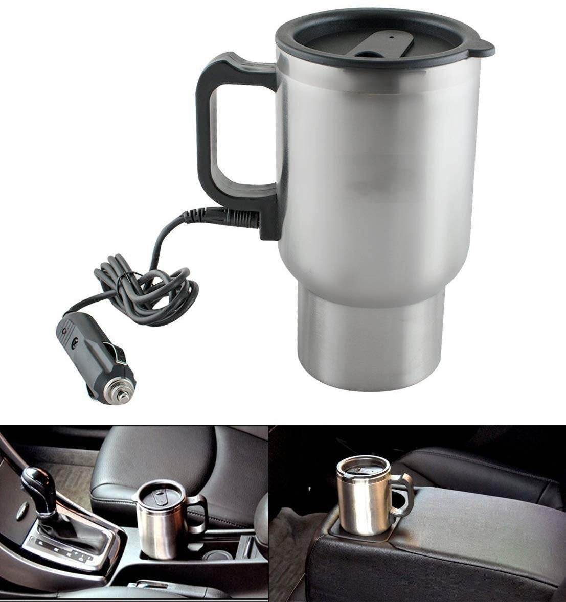 12V Car Charging Electric Kettle Mug (Silver) - infinityexculsivestore.com