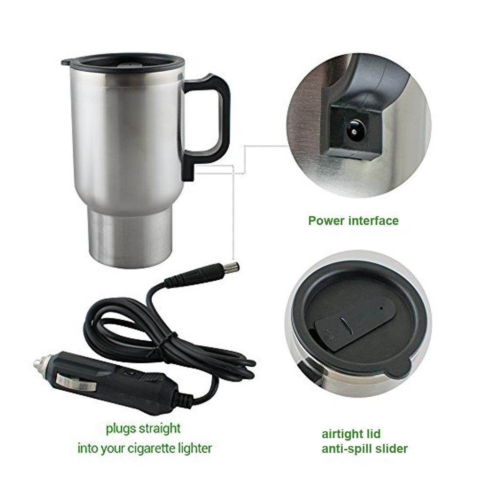 12V Car Charging Electric Kettle Mug (Silver) - infinityexculsivestore.com