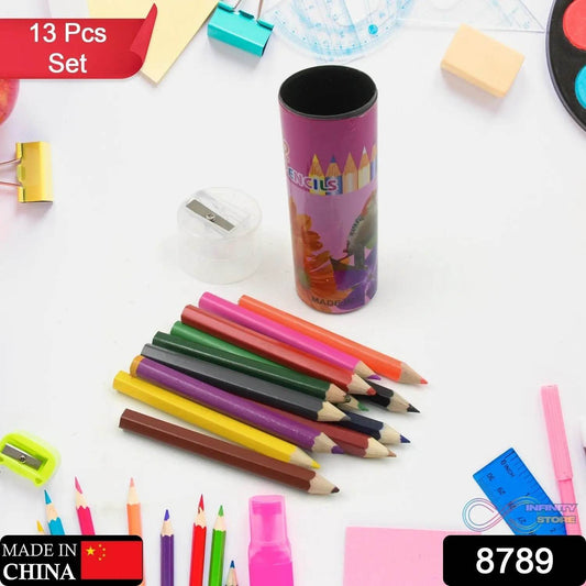 12pcs Colored Pencils With Sharpner Artist Pencils Colored Pencil Art Graphite Pencils Oil Pencils Pencil for Kids Art Supplies Child Gift Wooden Aldult (13 Pcs Set) - infinityexculsivestore.com
