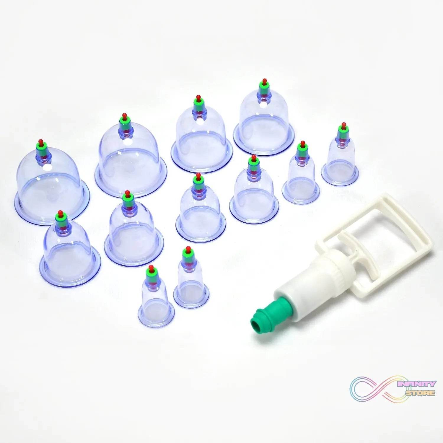 12pcs Cups Vacuum Cupping Kit Pull Out a Vacuum Apparatus Therapy Relax Massagers Curve Suction Pump - infinityexculsivestore.com
