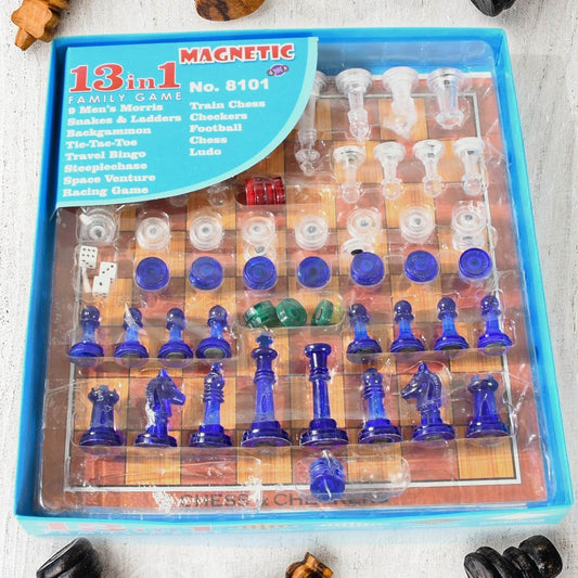 13 in 1 Family Board Game Chess, Snakes & Ladders, Ludo, Tic-Tac-Toe, Checkers, Travel Bingo, Football, Space Venture, Steeplechase Set for Kids - infinityexculsivestore.com