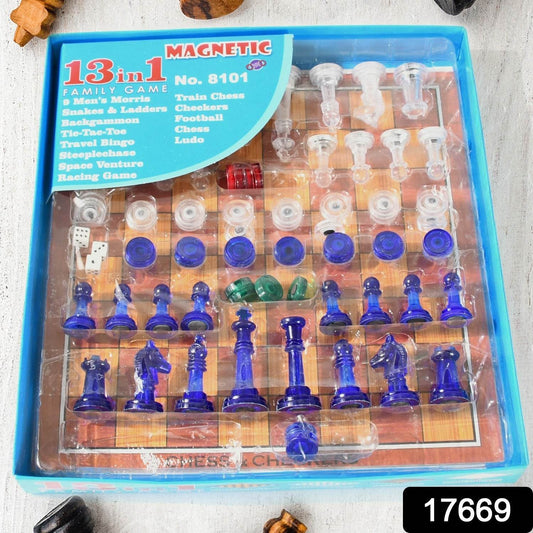 13 in 1 Family Board Game Chess, Snakes & Ladders, Ludo, Tic-Tac-Toe, Checkers, Travel Bingo, Football, Space Venture, Steeplechase Set for Kids - infinityexculsivestore.com