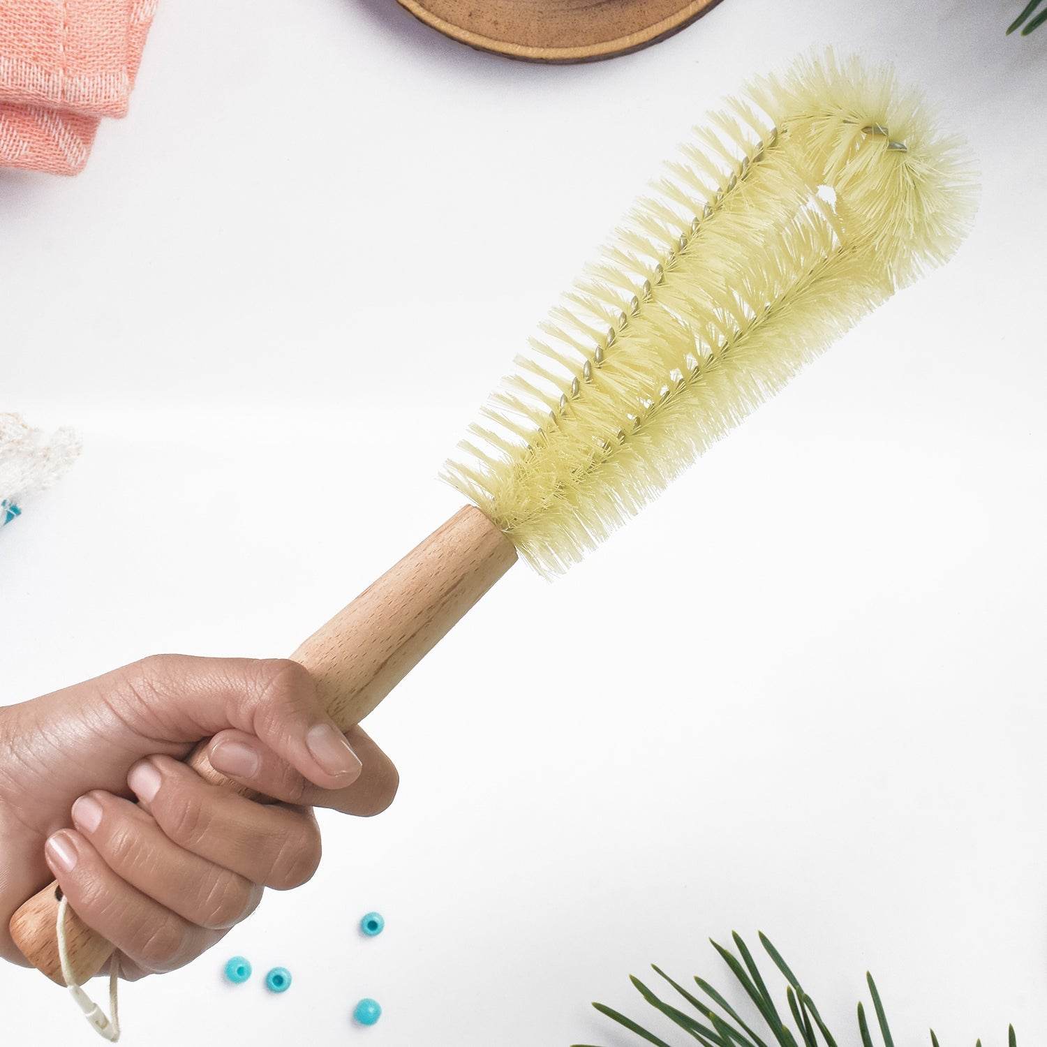 13 inch Bottle Brush, Bristle Brush with  Wood Handle, Washing Brush with Wooden Handle, Kitchen Cleaning Tool, Brushes for Dish, Tumbler, Teapot, Cup, Pan - infinityexculsivestore.com