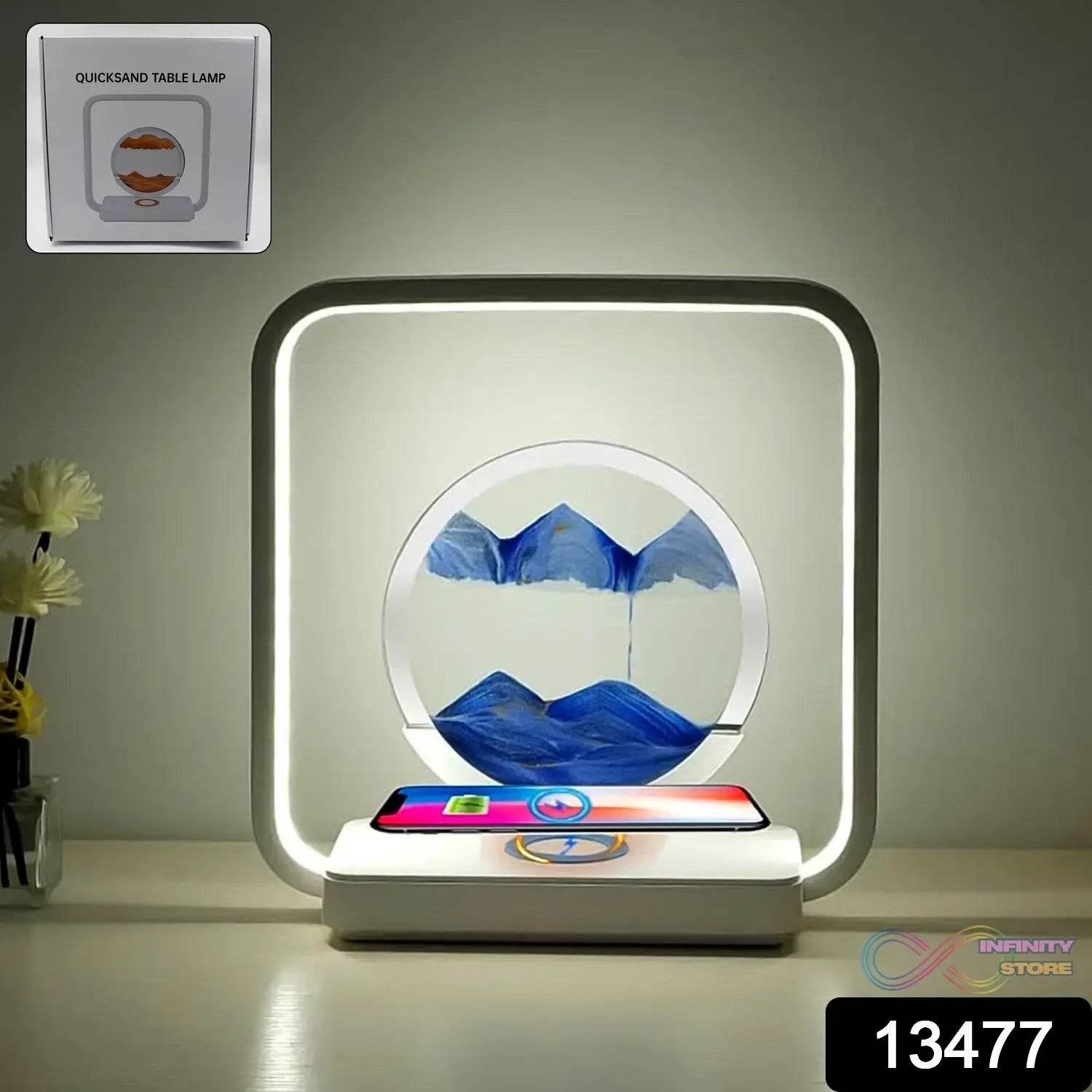 13477 3D Wireless Charging LED Light USB Quicksand Painting Lamp for Bedroom - infinityexculsivestore.com