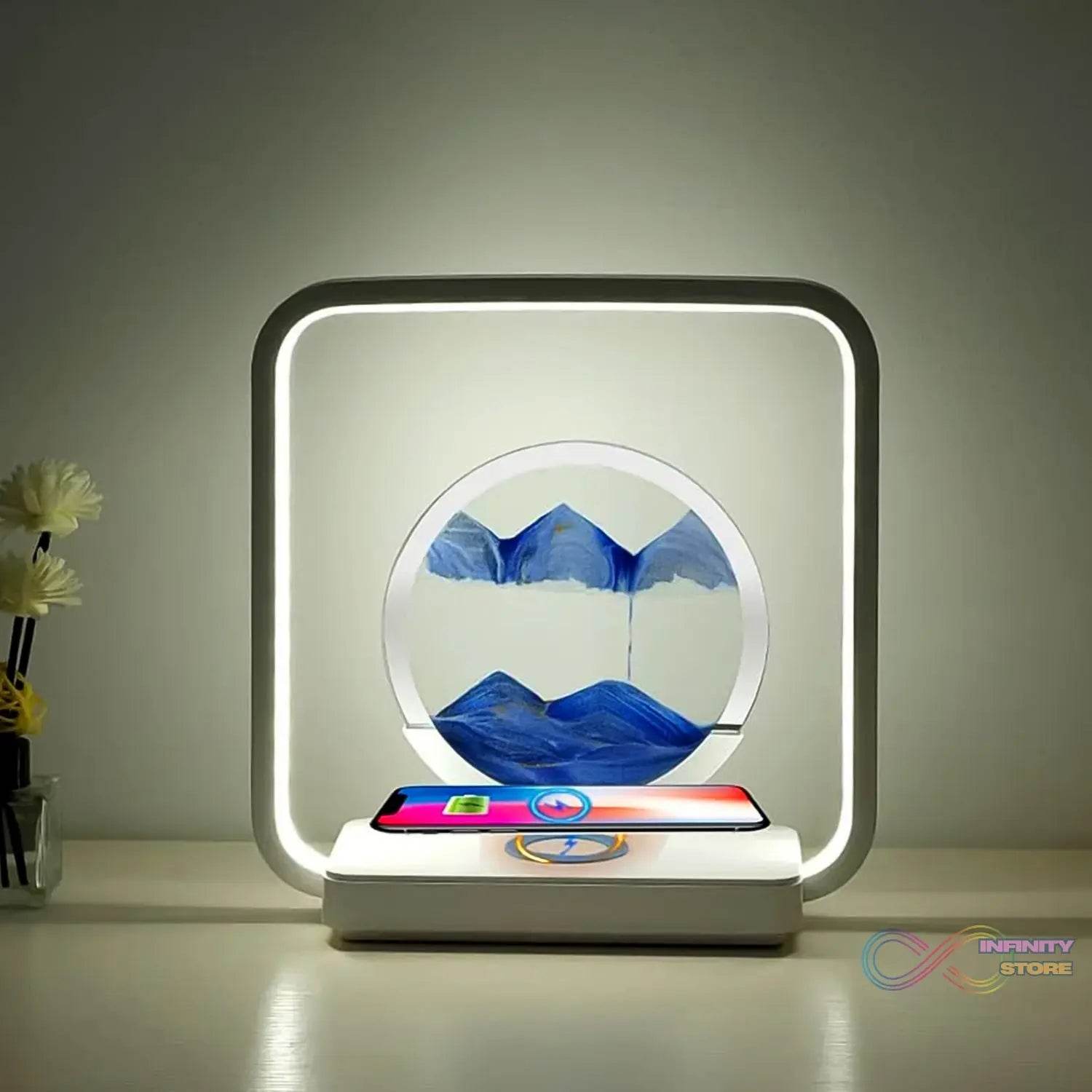 13477 3D Wireless Charging LED Light USB Quicksand Painting Lamp for Bedroom - infinityexculsivestore.com