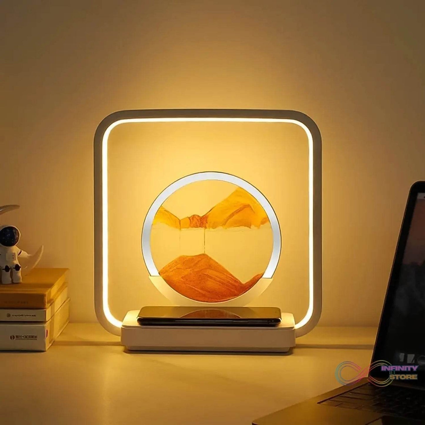 13477 3D Wireless Charging LED Light USB Quicksand Painting Lamp for Bedroom - infinityexculsivestore.com