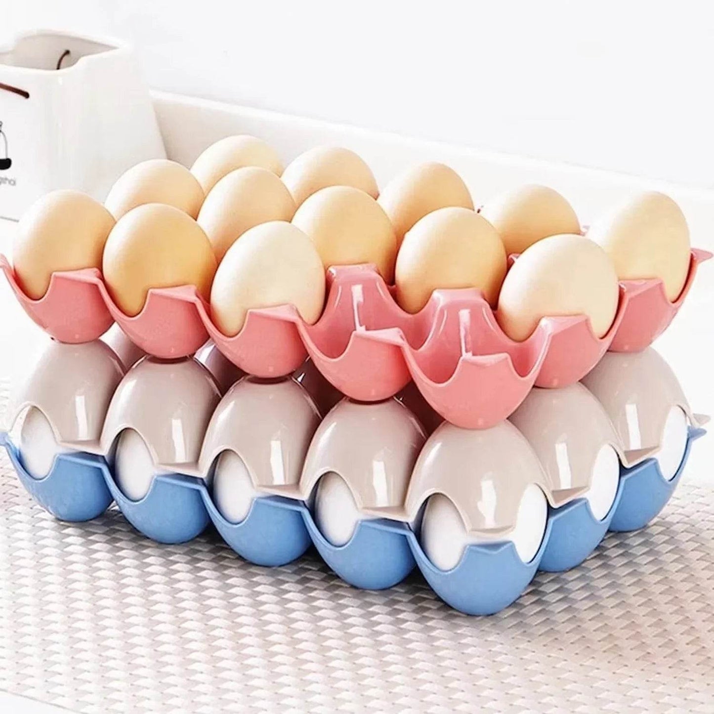 15 Cavity Plastic Egg Tray Egg Trays for Storage with 15 Eggs Holder (4 Pc Set) - infinityexculsivestore.com