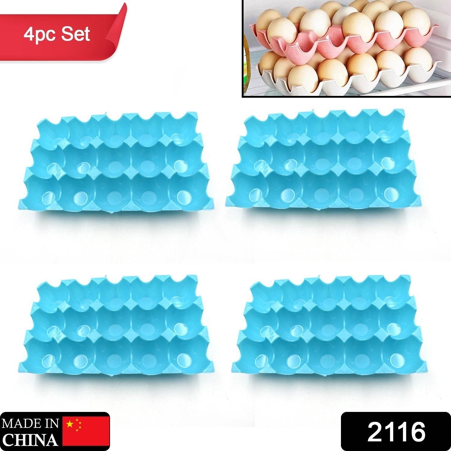 15 Cavity Plastic Egg Tray Egg Trays for Storage with 15 Eggs Holder (4 Pc Set) - infinityexculsivestore.com