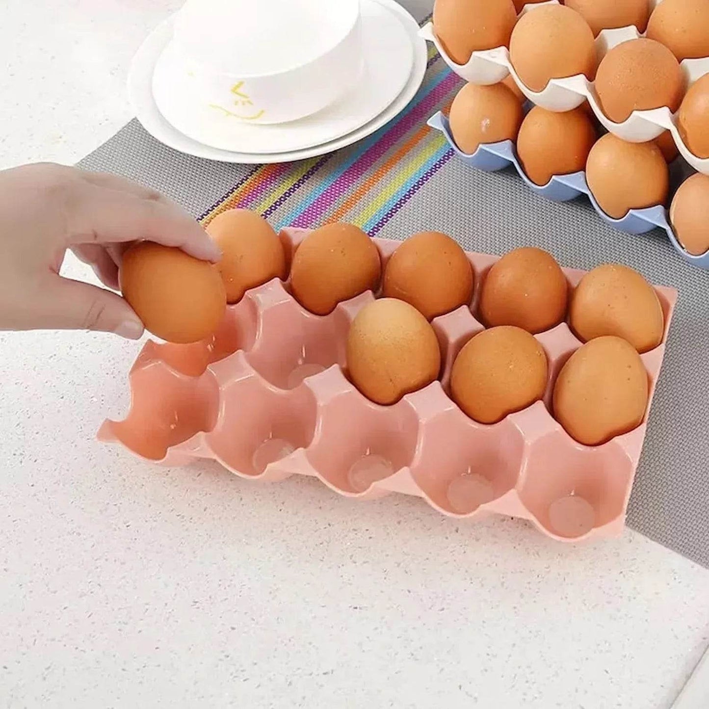 15 Cavity Plastic Egg Tray Egg Trays for Storage with 15 Eggs Holder (4 Pc Set) - infinityexculsivestore.com