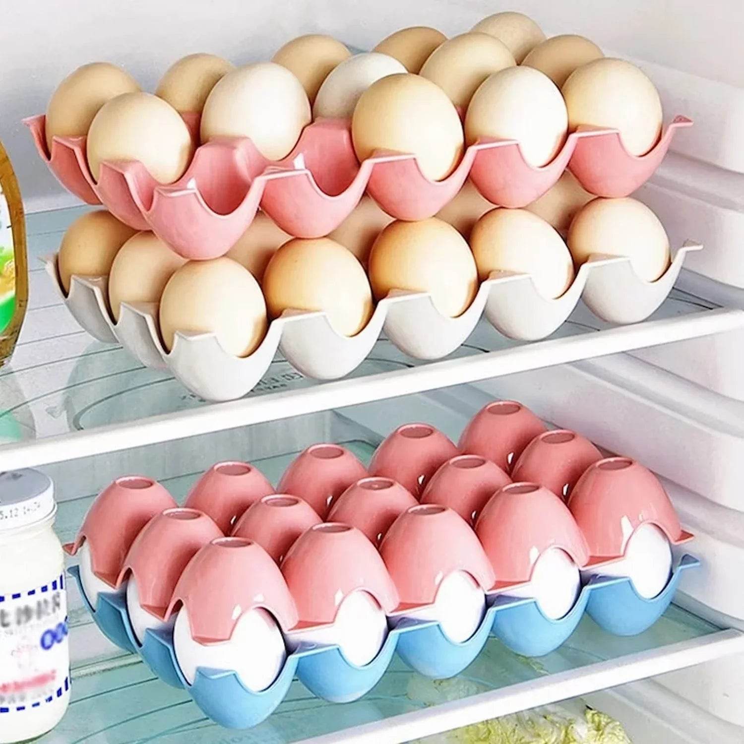 15 Cavity Plastic Egg Tray Egg Trays for Storage with 15 Eggs Holder (4 Pc Set) - infinityexculsivestore.com