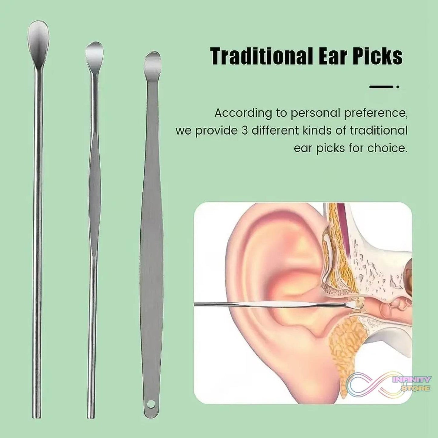15036 6-in-1 Ear Wax Cleaner- Resuable Ear Cleaning Tools Leather Pouch - infinityexculsivestore.com