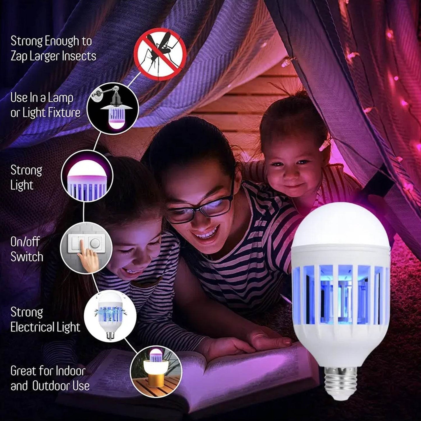 15W Mosquito Killer Lamp E27 Summer Moths Flying Insects Led Zapper Mosquito Killer Lamp Light Bulb Household - infinityexculsivestore.com