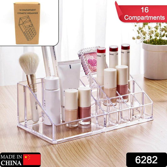 16 Compartment Cosmetic Makeup Jewellery Lipstick Storage Organiser Box, Cosmetic Storage Box Make-up Lipstick Organizer / Lipstick Holder Case Transparent - infinityexculsivestore.com