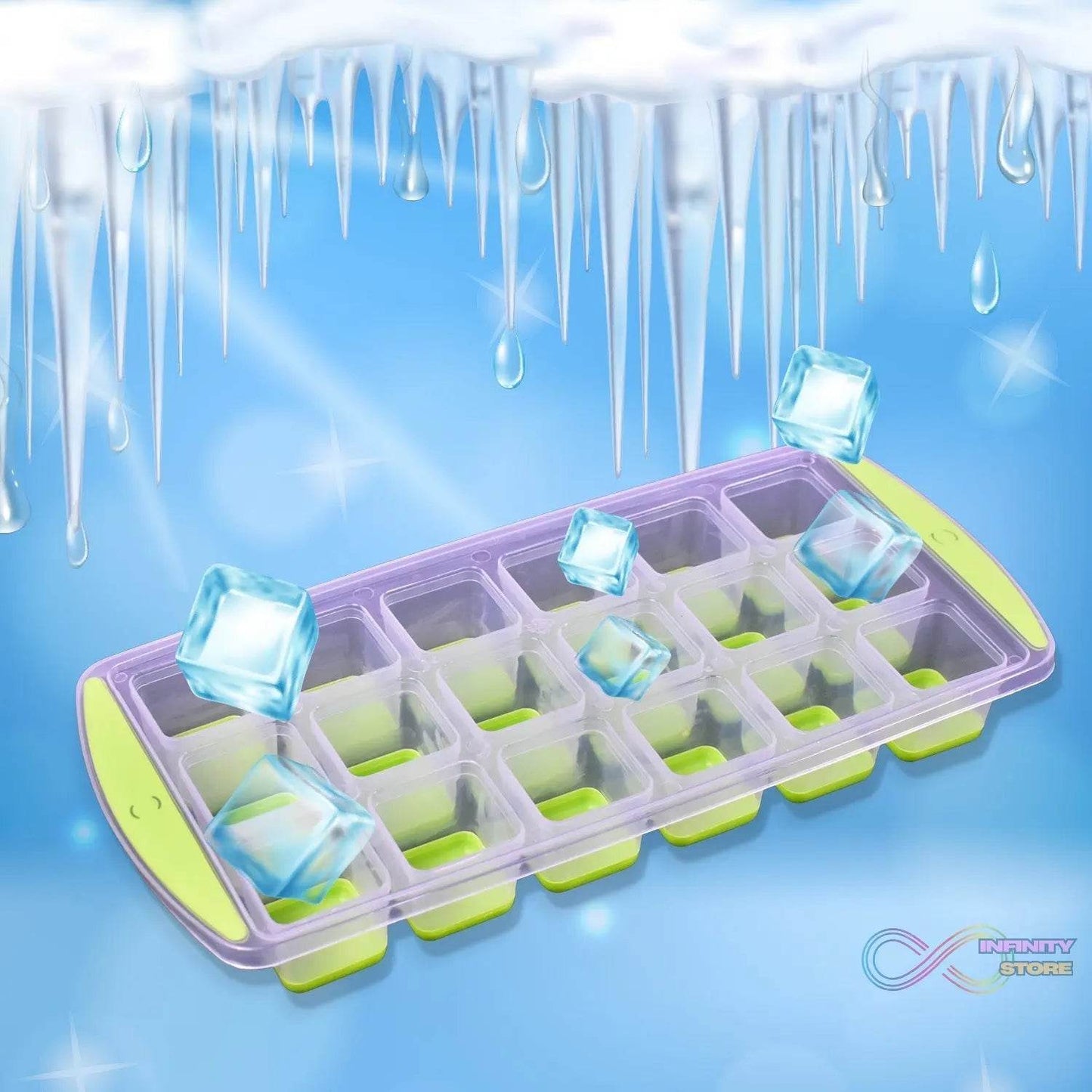 18-Cavity Pop-Up Ice Cube Tray - Flexible Silicone, Easy Release 100% BPA-Free - infinityexculsivestore.com