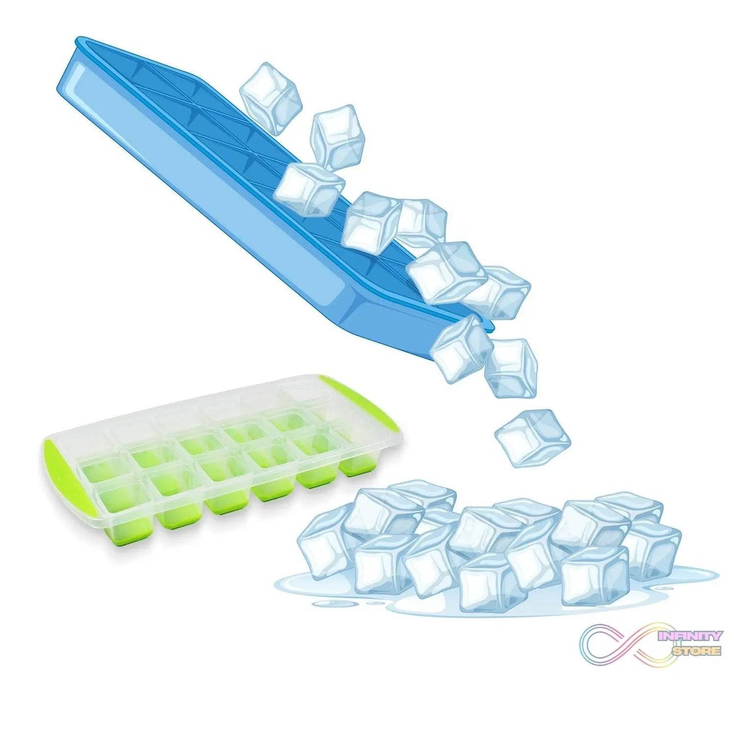 18-Cavity Pop-Up Ice Cube Tray - Flexible Silicone, Easy Release 100% BPA-Free - infinityexculsivestore.com