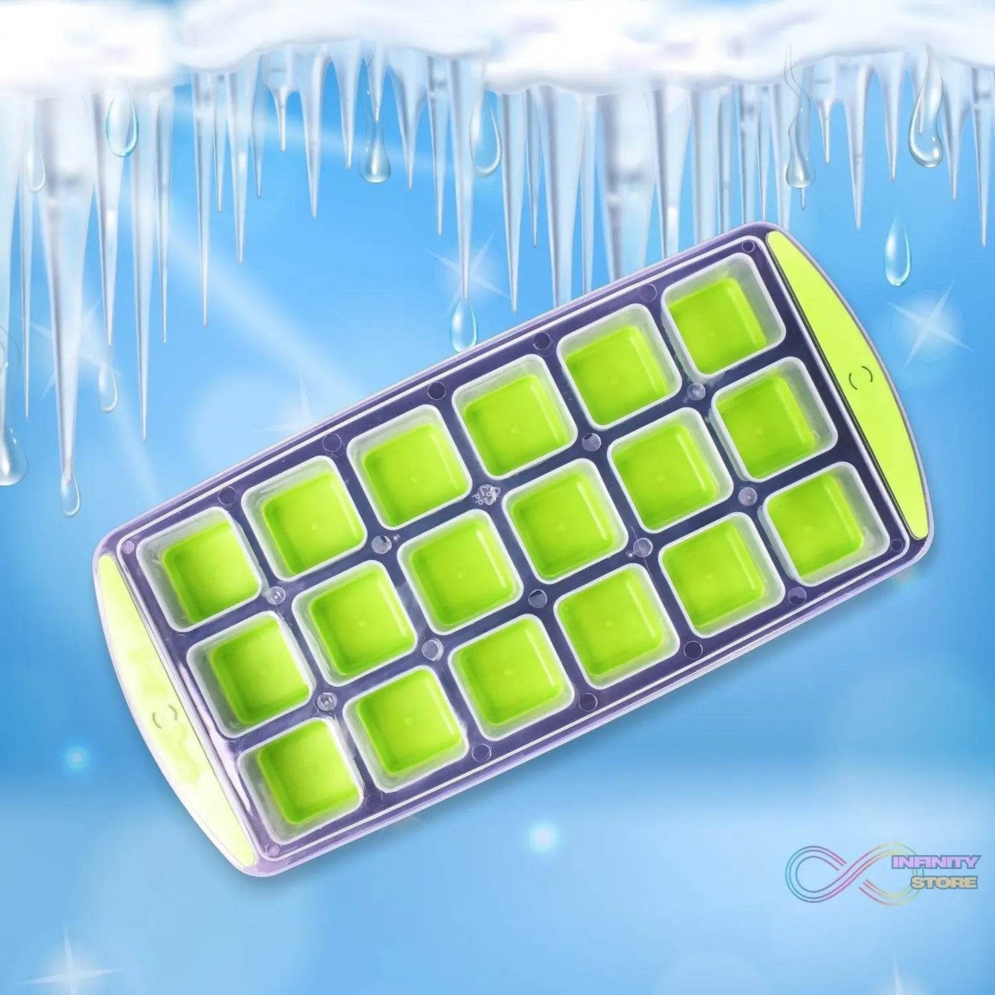 18-Cavity Pop-Up Ice Cube Tray - Flexible Silicone, Easy Release 100% BPA-Free - infinityexculsivestore.com