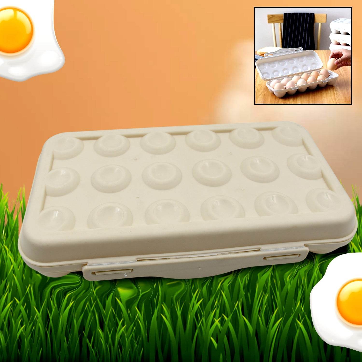 18 Grid Egg Holder Storage, Shock-Proof Egg Container with Buckle, Egg Carrier, Egg Tray, Egg Shelter, Effective Full Seal, Egg House use for Fridge, Camping, Kitchen - infinityexculsivestore.com