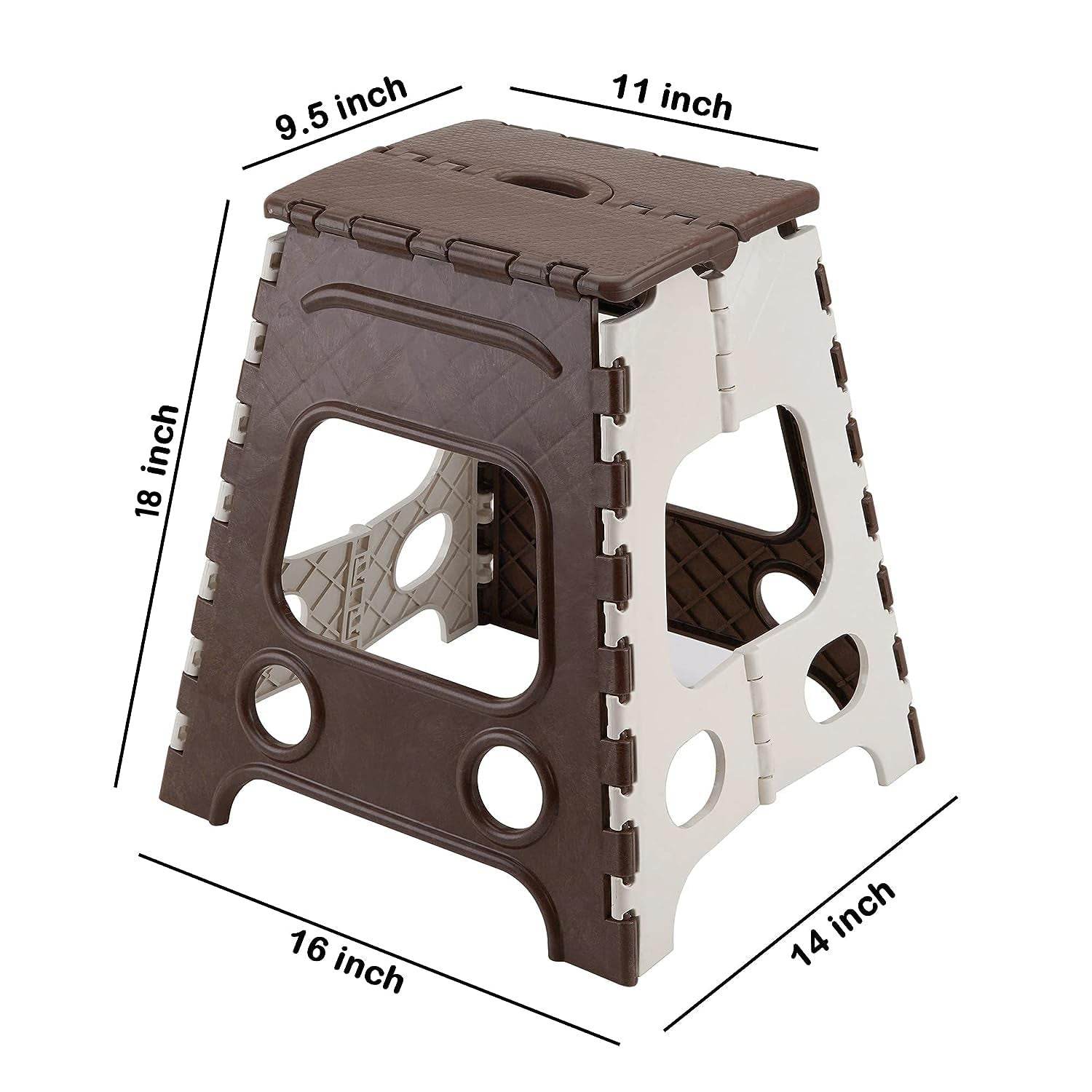 18inch Folding Stool, Non Slip Folding Stool - 18 Inch" Height - Holds Up to 95 Kg - Great for Kitchen, Garden, Bathroom, Bedroom, Adults, Kitchen Stepping (1 Pc 18Inch) - infinityexculsivestore.com