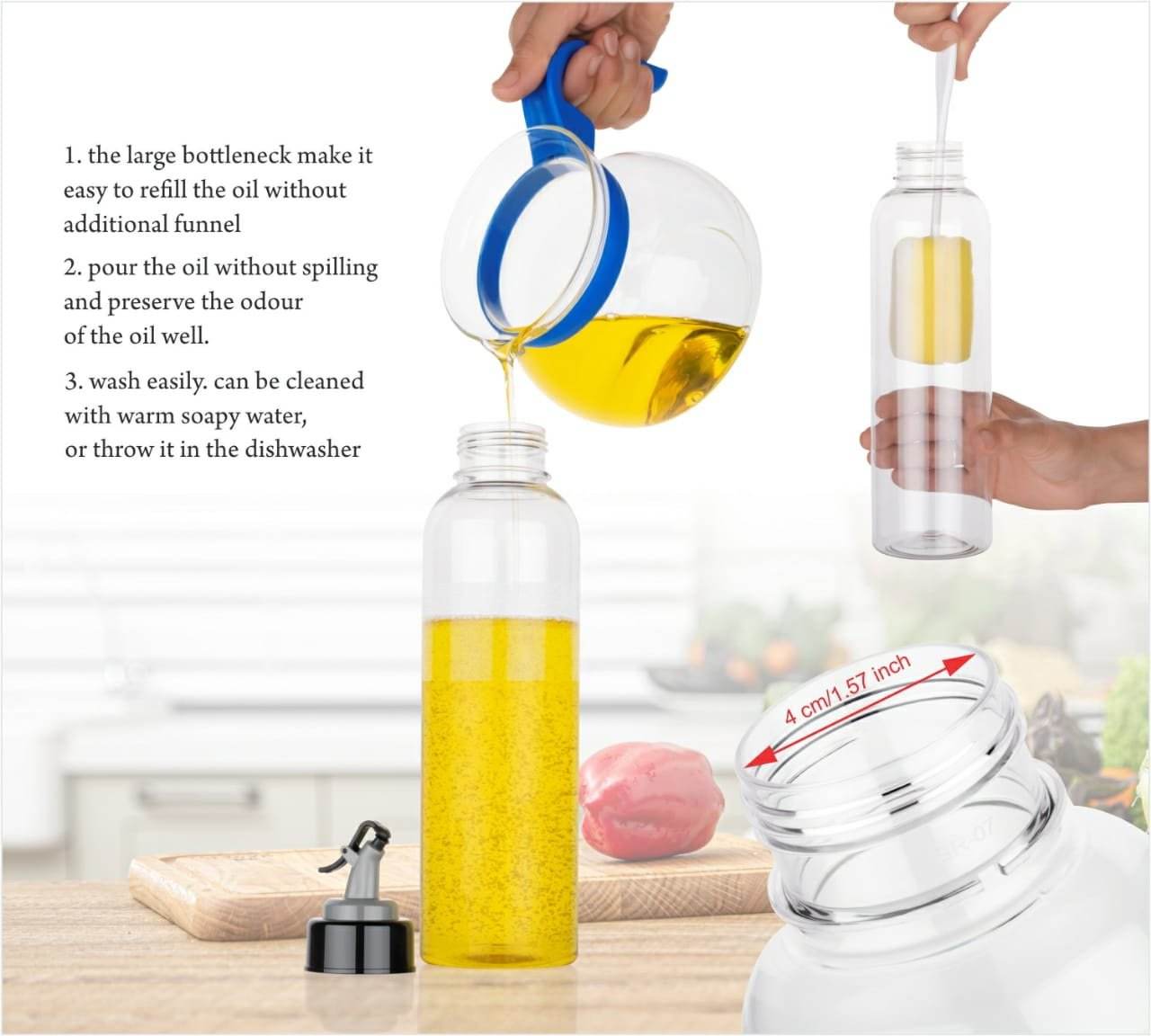 1L Oil Dispenser with Lid & Drip - Free Spout - infinityexculsivestore.com